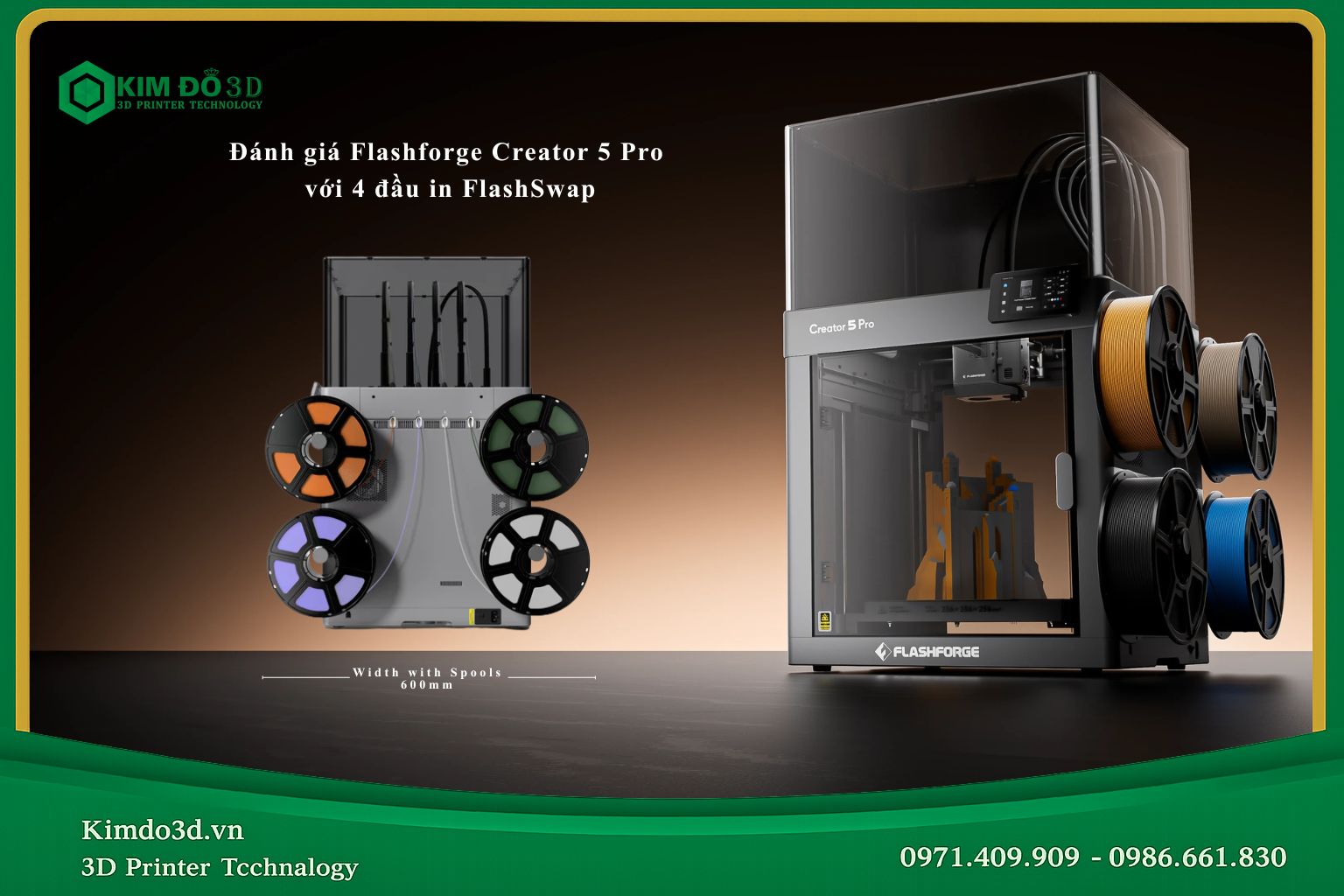 Đánh giá Flashforge Creator 5 Pro với 4 đầu in FlashSwap